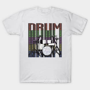 Drum Kit on drum pattern lettering T-Shirt